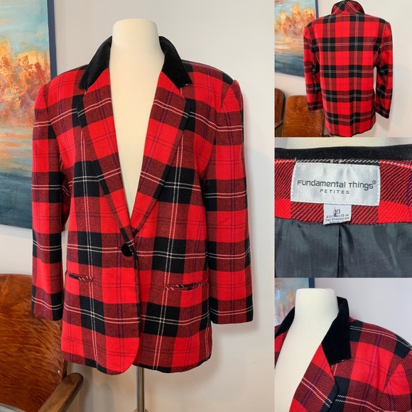Fundamental Things Jackets & Blazers - Vintage FUNDAMENTAL THINGS Plaid Blazer Size:10P